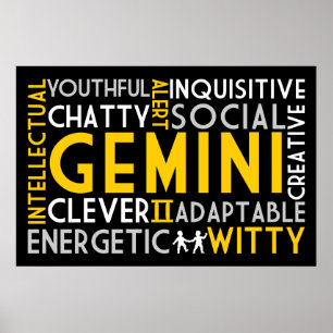 Gemini Astrologie Word Collage Print Poster