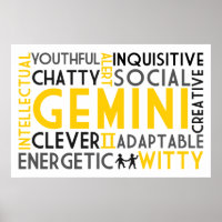 Gemini Astrologie Word Collage Print