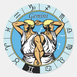 Gemini Astrologisches Tierzeichen Runder Aufkleber