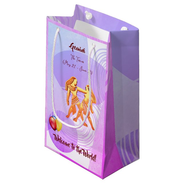 Gemini Baby (21. Mai - 20. Juni) Die Zwillinge Kleine Geschenktüte (Vorderseite Schrägansicht)