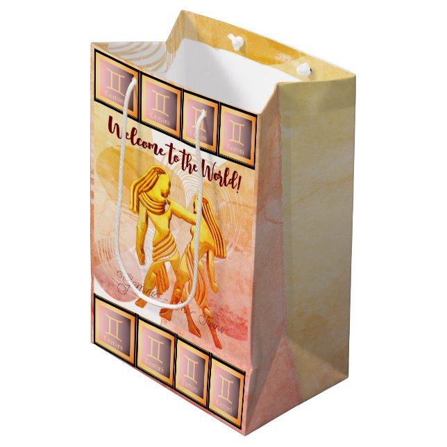 Gemini Baby / The Twins (21. Mai - 21. Juni) Mittlere Geschenktüte (Vorderseite Schrägansicht)