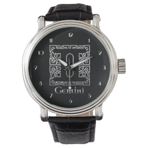 Gemini Birth Sign Celtic Knot Zodiac Wrist Watch Armbanduhr