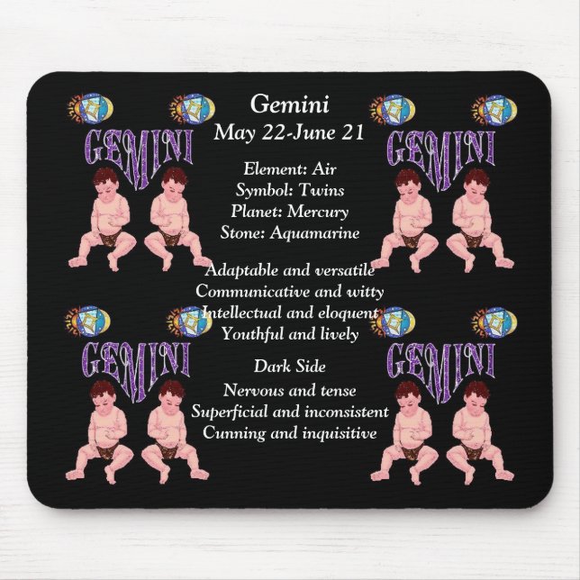 Gemini Birth Sign Zodiac Mouse Pad Mousepad (Vorne)