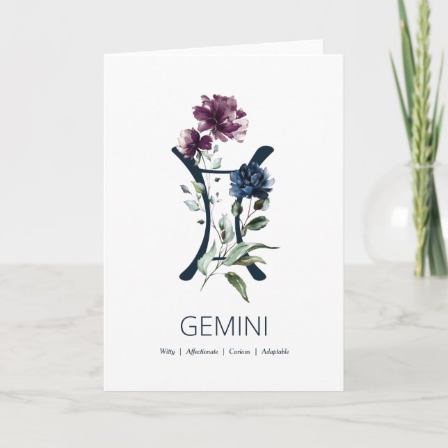 Gemini Birthday Card Karte (Vorderseite)