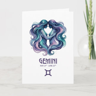 Gemini Birthday Card. Zodiac Astrology Card Feiertagskarte