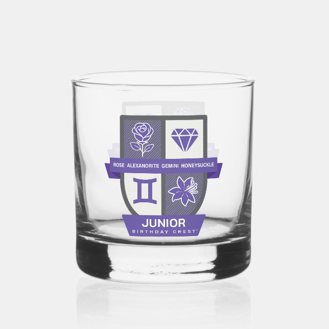 Gemini Birthday Crest™ for June 1-21 Whiskyglas (Vorderseite)