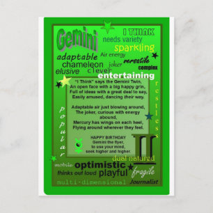 GEMINI BIRTHDAY POSTKARTE