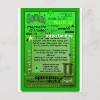 GEMINI BIRTHDAY POSTKARTE