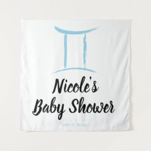 Gemini Blue Astrologie Zodiac Signature Party Hint Wandteppich