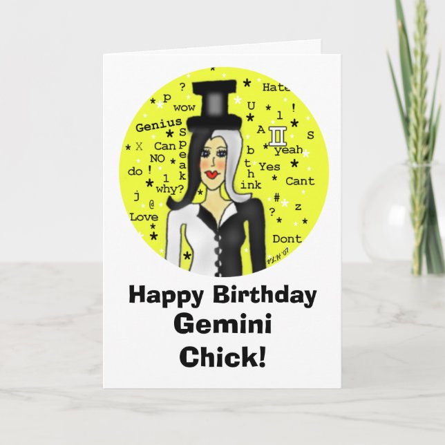 Gemini Chick Birthday Card Karte (Vorderseite)