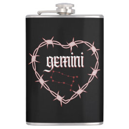 Gemini Constellation Gothic Dark Celestial Edgy Flachmann