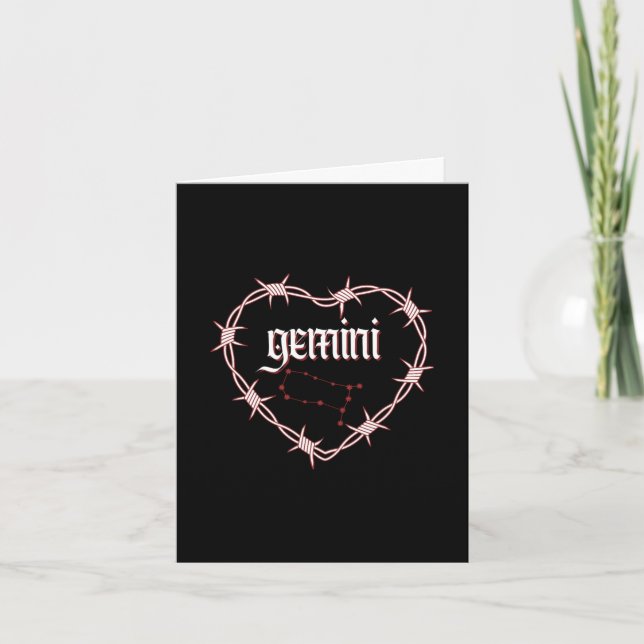 Gemini Constellation Gothic Edgy Birthday Karte (Vorderseite)