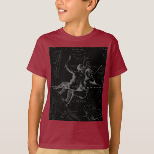Gemini Constellation Hevelius 1690 auf Schwarz T-Shirt