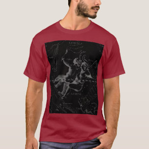 Gemini Constellation Hevelius 1690 auf Schwarz T-Shirt