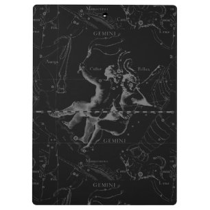 Gemini Constellation Map Gravur von Hevelius Klemmbrett