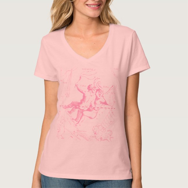 Gemini Constellation Map von Hevelius 1690 T-Shirt (Vorderseite)