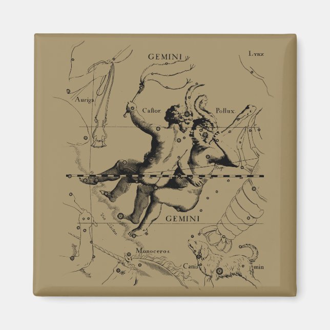 Gemini Constellation Zodiac Hevelius 1690 Magnet (Vorne)