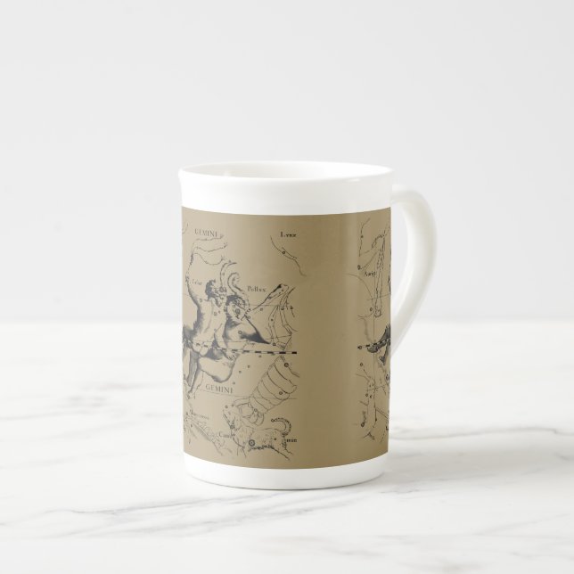 Gemini Constellation Zodiac Hevelius 1690 Prozellantasse (Vorderseite Rechts)