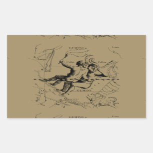 Gemini Constellation Zodiac Hevelius 1690 Rechteckiger Aufkleber