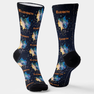 Gemini Constellation Zodiac Watercolor Star Galaxy Socken