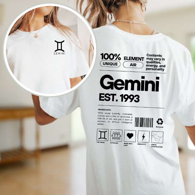 Gemini Custom Zodiac Astrologie Geburtstag Juni T-Shirt (Von Creator hochgeladen)