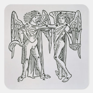 Gemini (die Twins) eine Abbildung aus der "Poeti Quadratischer Aufkleber