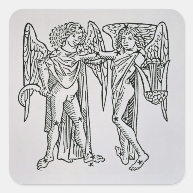 Gemini (die Twins) eine Abbildung aus der "Poeti Quadratischer Aufkleber (Vorderseite)