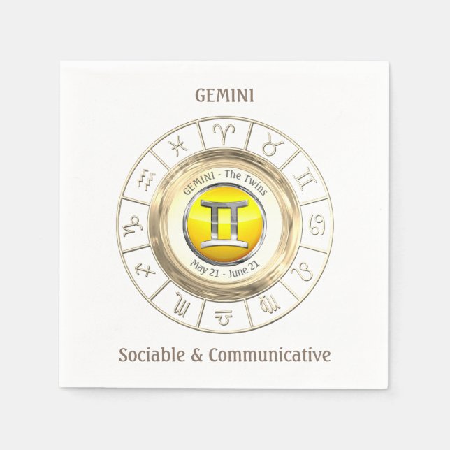 Gemini - Die Zodiaka-Zeichen Serviette (Vorderseite)