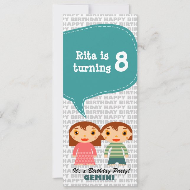 Gemini Einladung Geburtstagsparty (Vorderseite)