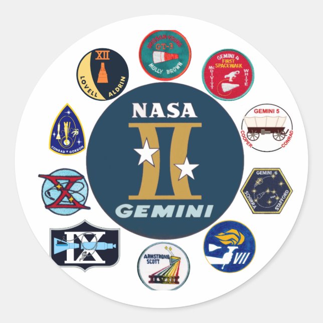 Gemini-Gedenklogo Runder Aufkleber (Vorderseite)