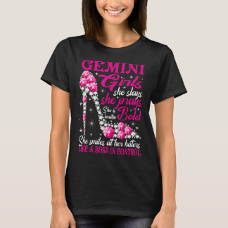 Gemini Girl Like a Boss in Kontrolle Diamantenschu T-Shirt