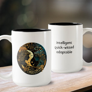Gemini Gold und Black Watercolor Zodiac Zweifarbige Tasse