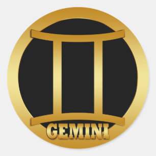 GEMINI GOLD ZODIAC SIGN RUNDER AUFKLEBER