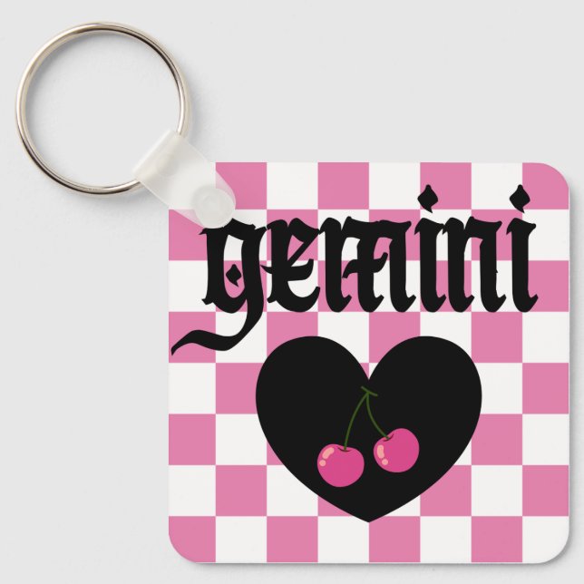 Gemini Gothic Ästhetik Scheckkreuz Design Schlüsselanhänger (Vorderseite)