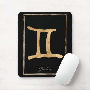 Gemini Hammergoldstylisierte Astrologie-Symbol Mousepad
