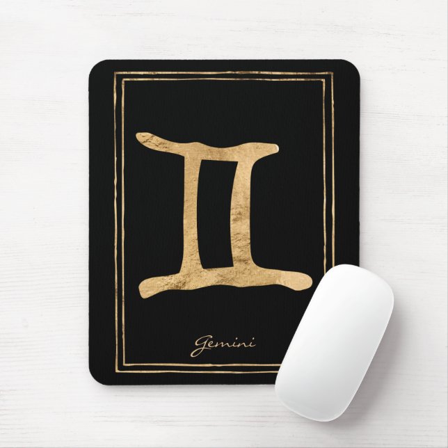 Gemini Hammergoldstylisierte Astrologie-Symbol Mousepad (Mit Mouse)