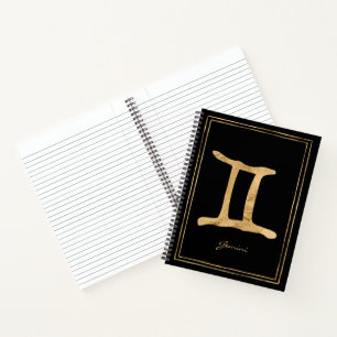 Gemini Hammergoldstylisierte Astrologie-Symbol nic Notizbuch