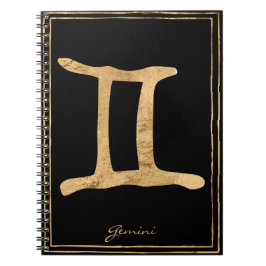 Gemini Hammergoldstylisierte Astrologie-Symbol Notizblock