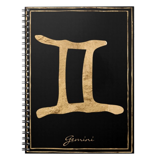 Gemini Hammergoldstylisierte Astrologie-Symbol Notizblock (Vorderseite)