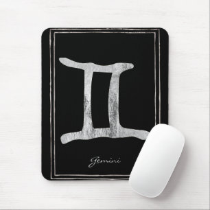 Gemini Hammersilber stylisierte Astrologie-Symbol Mousepad