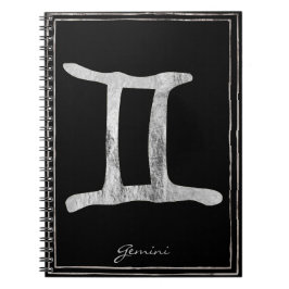 Gemini Hammersilber stylisierte Astrologie-Symbol Notizblock