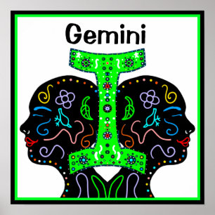 Gemini Hand Drawn Art Horoscope Sign Poster