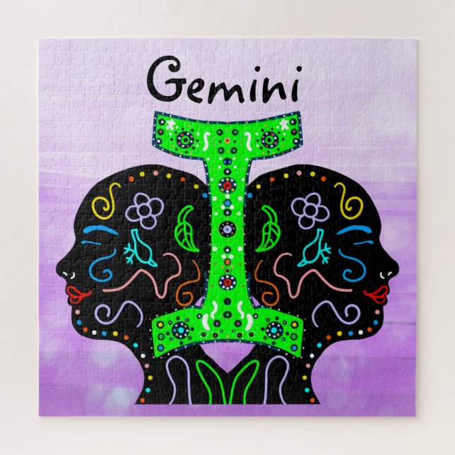 Gemini Handgezeichnetes Horoskop Zeichen Puzzle (Vertikal)