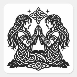 Gemini — Heimgesuchte Tinte Zodiac Zwillinge T-Shi Quadratischer Aufkleber