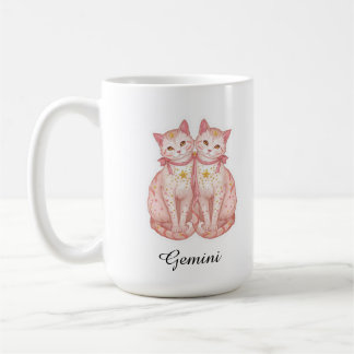 Gemini Himmels-Zodiak-Tasse - Twin Cats Kunst Kaffeetasse
