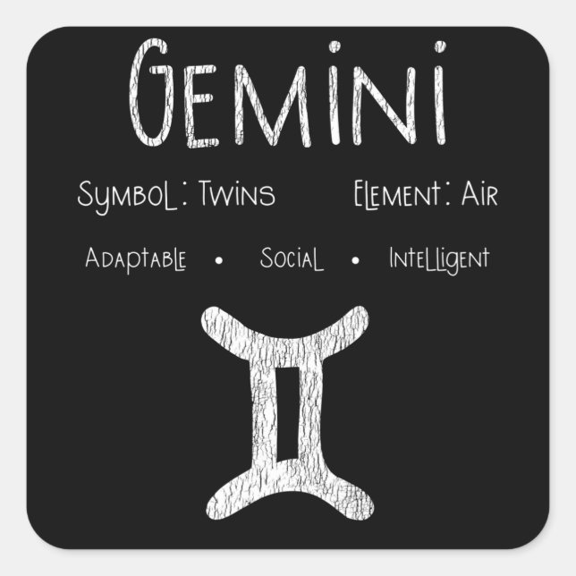 Gemini Horoskop Astrologie Star Geburt Geburtstags Quadratischer Aufkleber (Vorderseite)