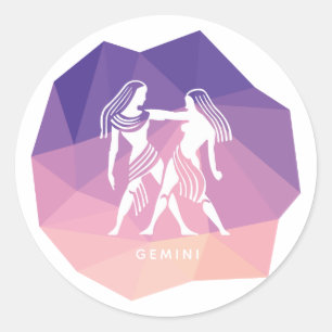 Gemini Horoskop signiert moderne Rundkleber. Runder Aufkleber