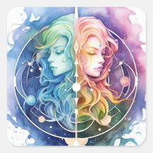 Gemini Horoskop Symbol der Twins Wasserfarbe