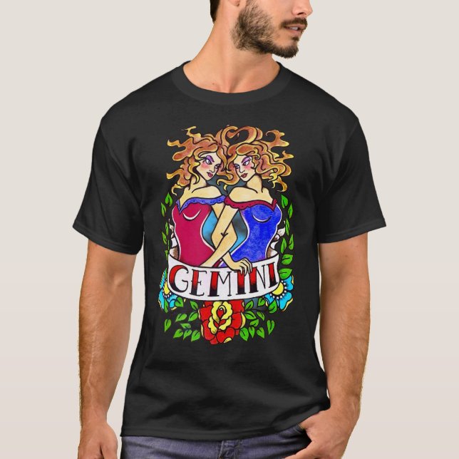 Gemini Horoskop Vintager Tag T-Shirt (Vorderseite)