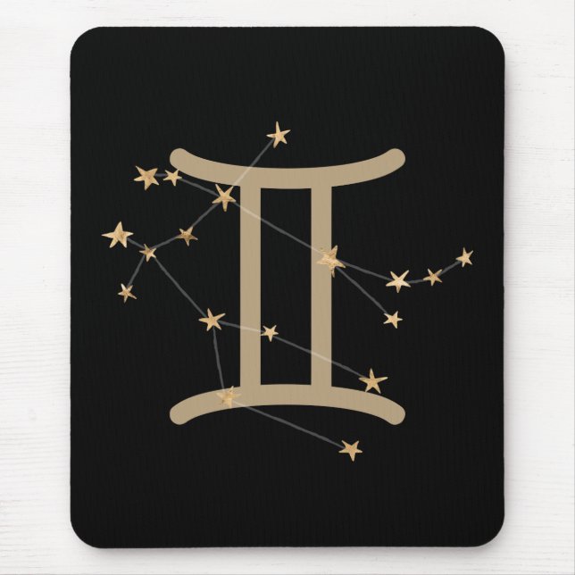 Gemini-Imitate mit schwarzer und goldener Astrolog Mousepad (Vorne)